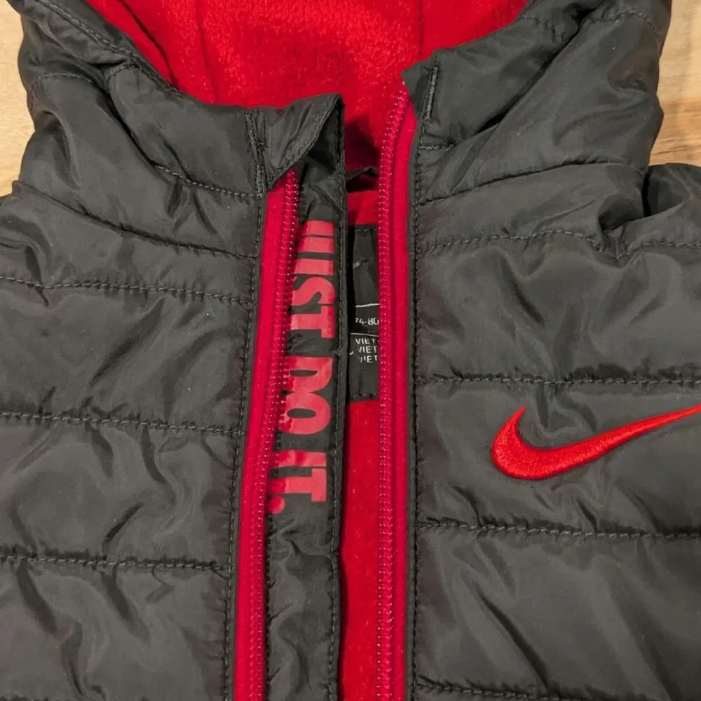 Nike Puffer Infant Baby Jacket Black Red Size 12 Month